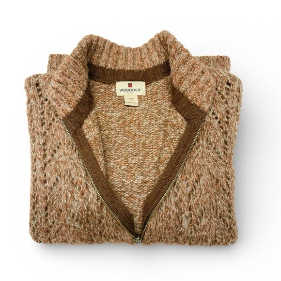 Vintage Woolrich Women’s Large Zip Front Wool Cardigan Sweater Rustic Brown - Picture 11 of 11